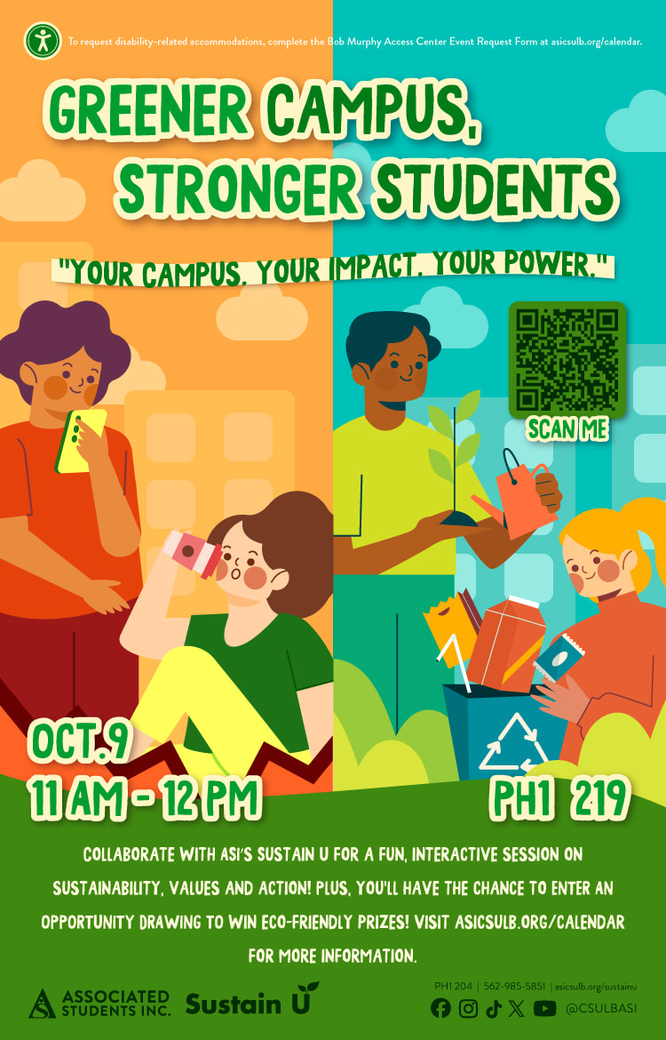 Greener Campuses, Stronger Students
Oct. 9
11:00 a.m. to 12 p.m.
PH1 219