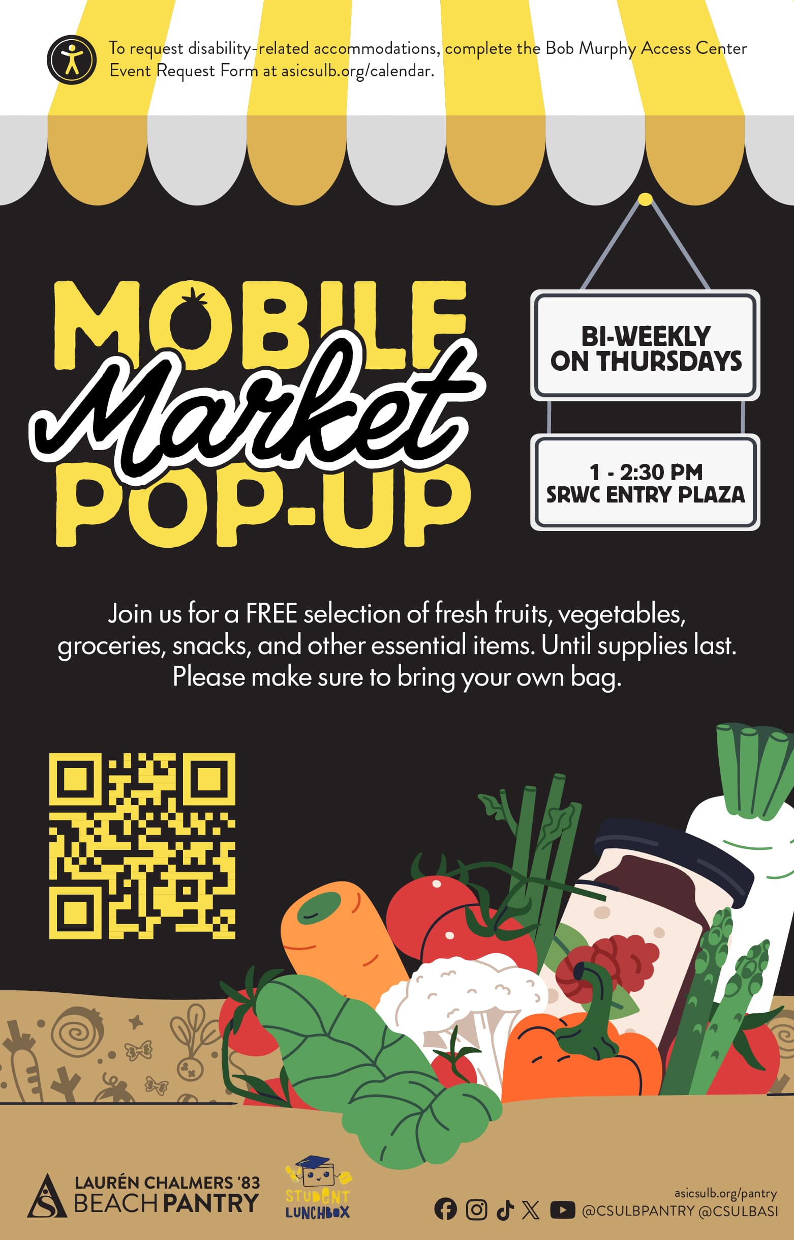 Mobile Market Pop-UpBi-weekly on Thursdays1 to 2:30 p.m.SRWC Entry Plaza