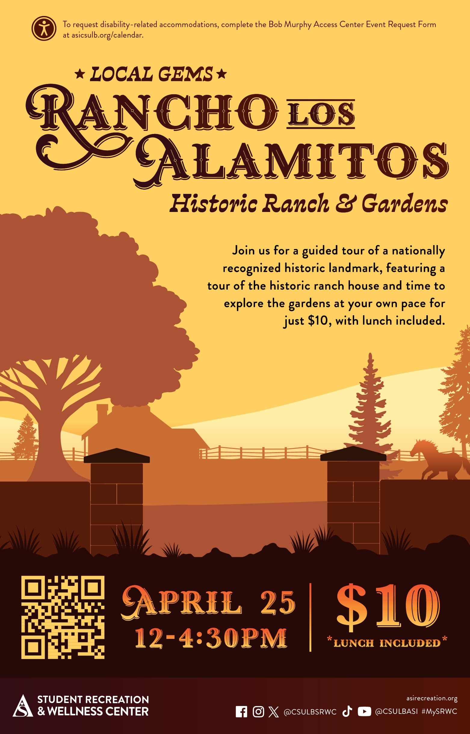 Local Gems: Rancho Los Alamitos Historic Ranch & GardensApril 25 12 to  4:30 p.m.Rancho Los Alamitos Historic Ranch & Gardens, Long Beach