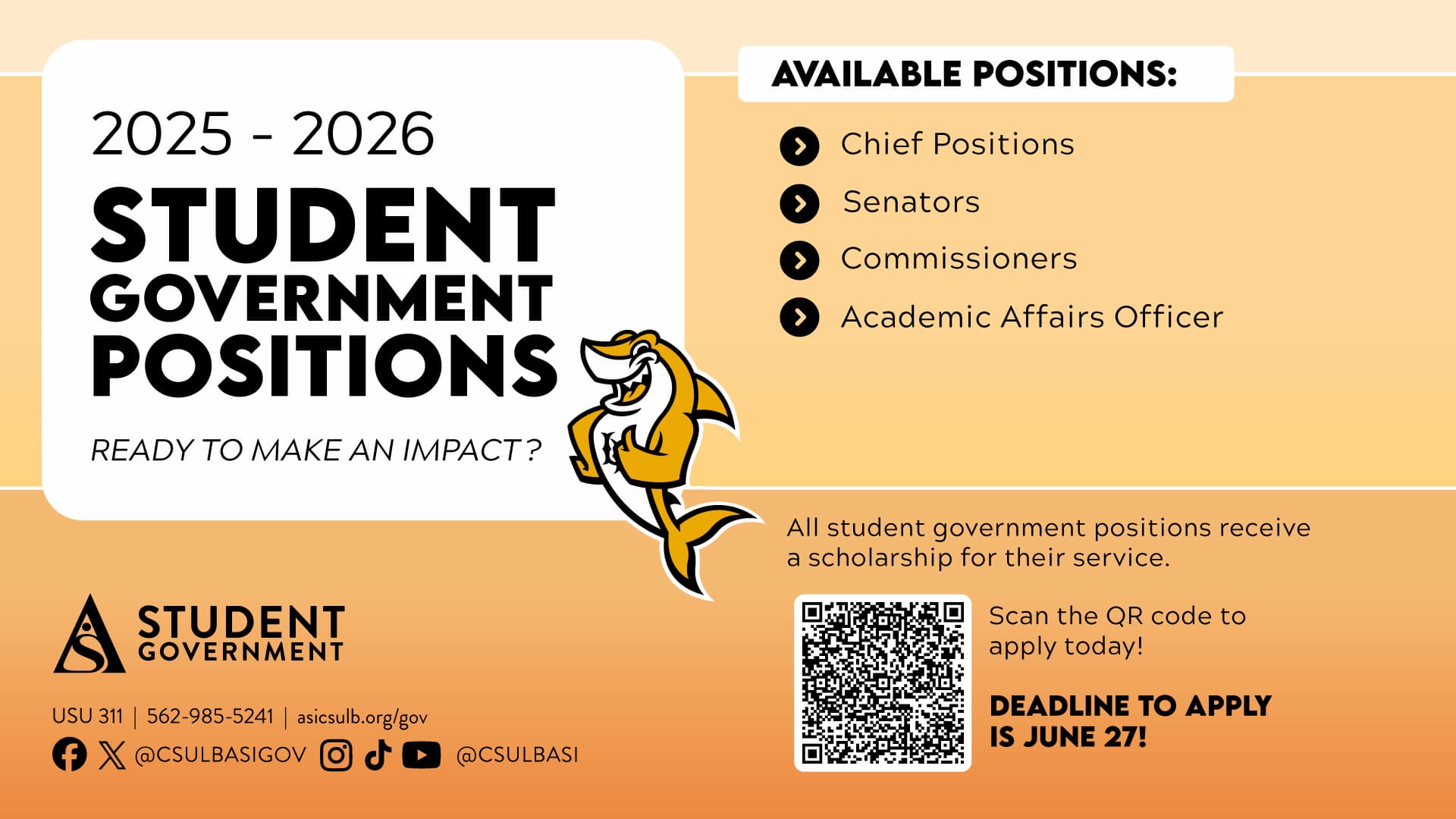 Student Gov Positions open