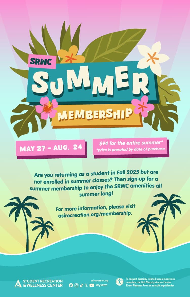 SRWC Summer Membership
      May 27 through Aug. 24
      SRWC
      All Day
      