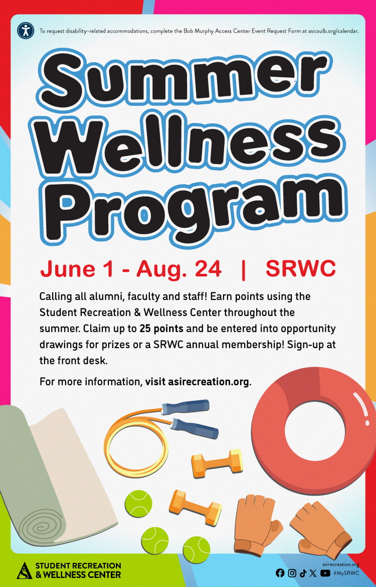 Summer Wellness Program
        June 1 to Aug. 24
        SRWC
        All day